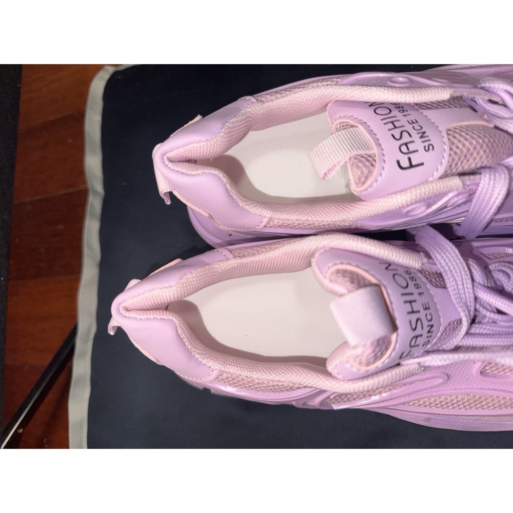 Purple Chunky Platform Sneakers W Thick -Slip Sole, Height Increase & Cushioned - Picture 9 of 13